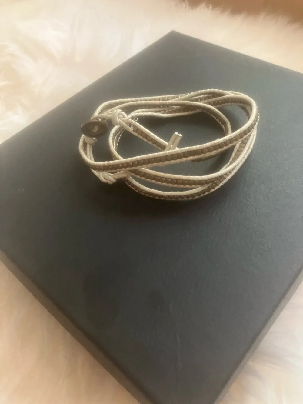Club Monaco Light Blue and Gold Cord Bracelet